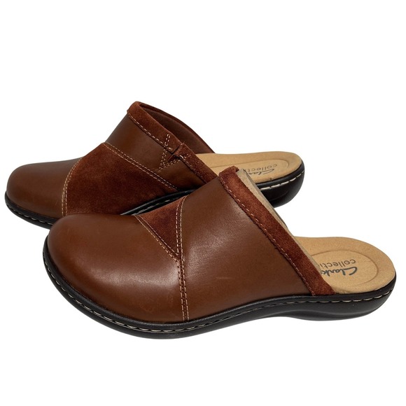 Clarks Collection Kyla Combi Brown Leather Suede Mule Clogs Shoes Womens 8 - Picture 2 of 14